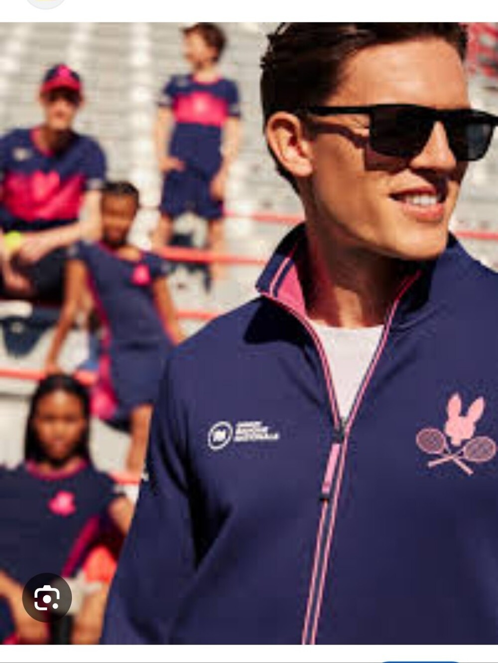 Psycho Bunny Tennis Canada Zip-Front Athletic Jacket with Pink Accents